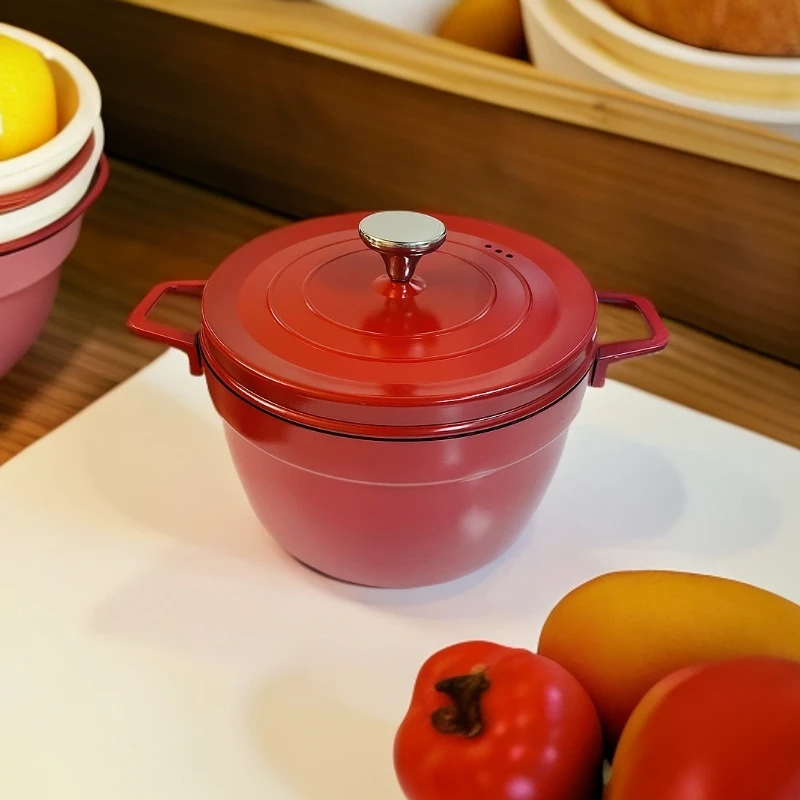 欧式高档家用红色波浪锅加厚汤锅