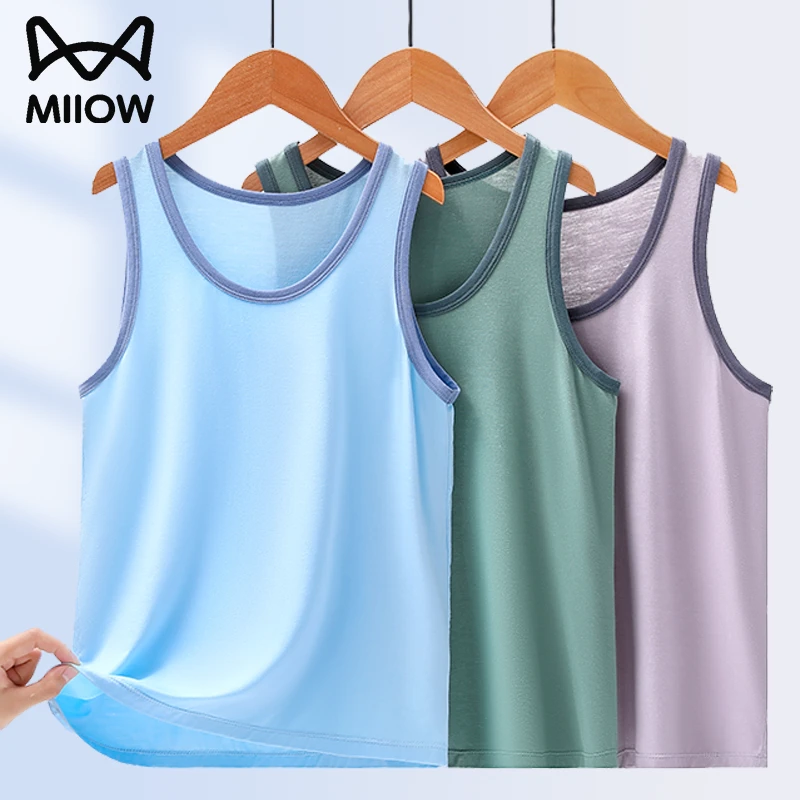 猫人儿童背心夏季冰丝薄款男童新款无袖坎肩中学生外穿打底T恤