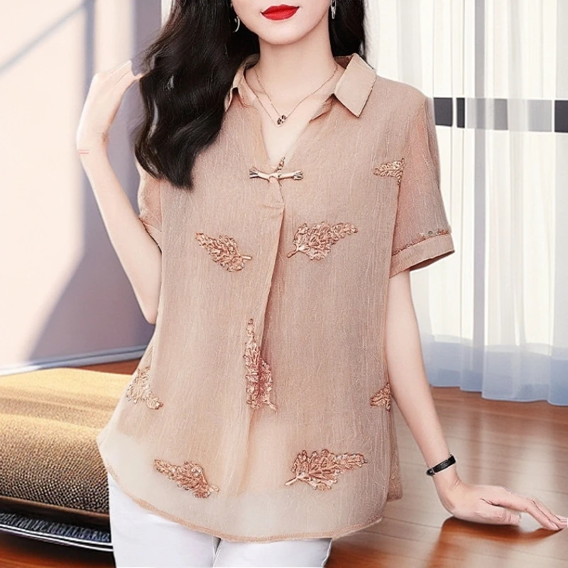 【雅岚女装】时尚洋气显瘦气质雪纺衫夏季大码女装减龄洋气小衫新款