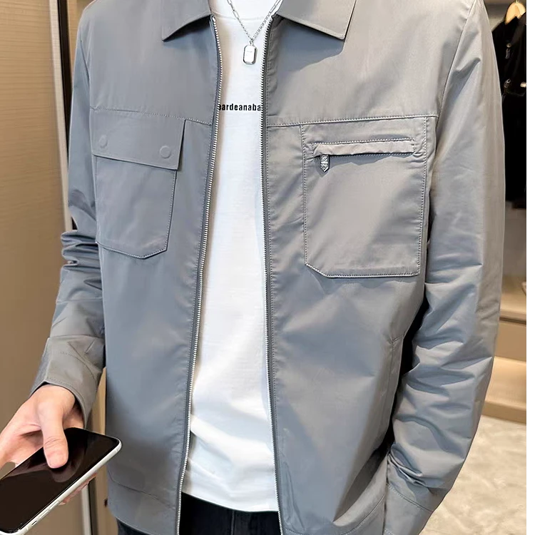 2025春季男士新款工装休闲商务夹克拉链外套翻领潮流