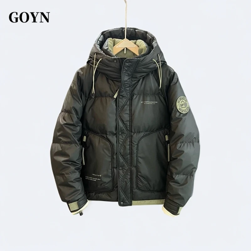 GOYN新款休闲装男款连帽羽绒服冬季休闲百搭时尚保暖短款男士外套