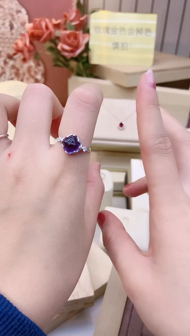 【闪购商品】紫晶戒指银S925镶嵌天缇紫水晶银托