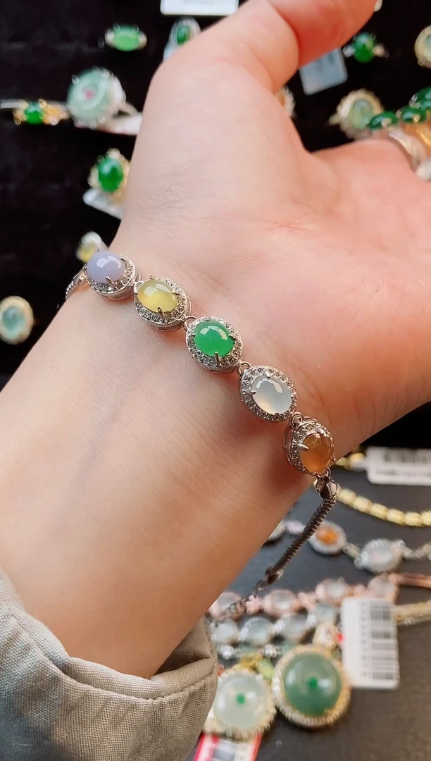 【闪购商品】翡翠手链银S925镶嵌手链5584