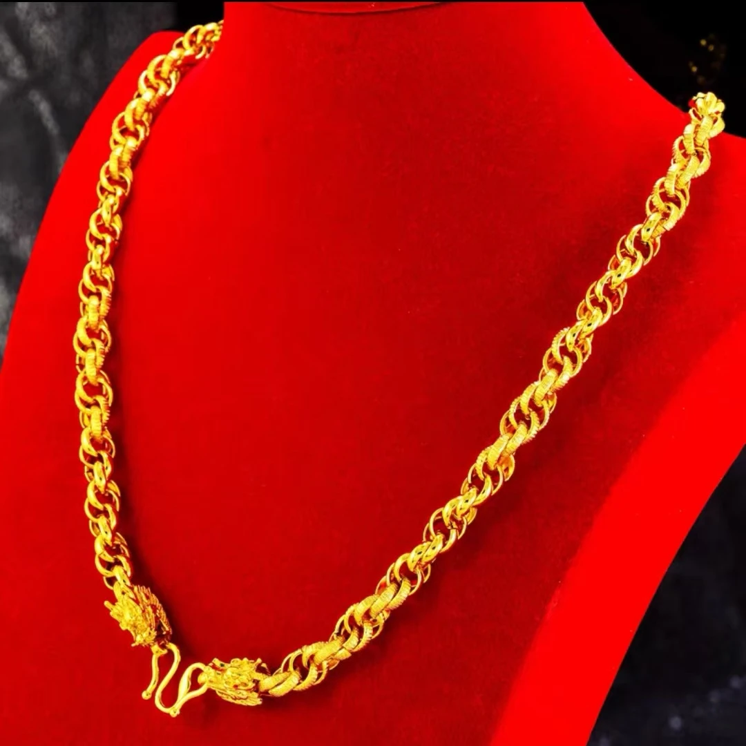 铜合金项链 【龙头麻花链】潮流新款手工精美时尚大气金色