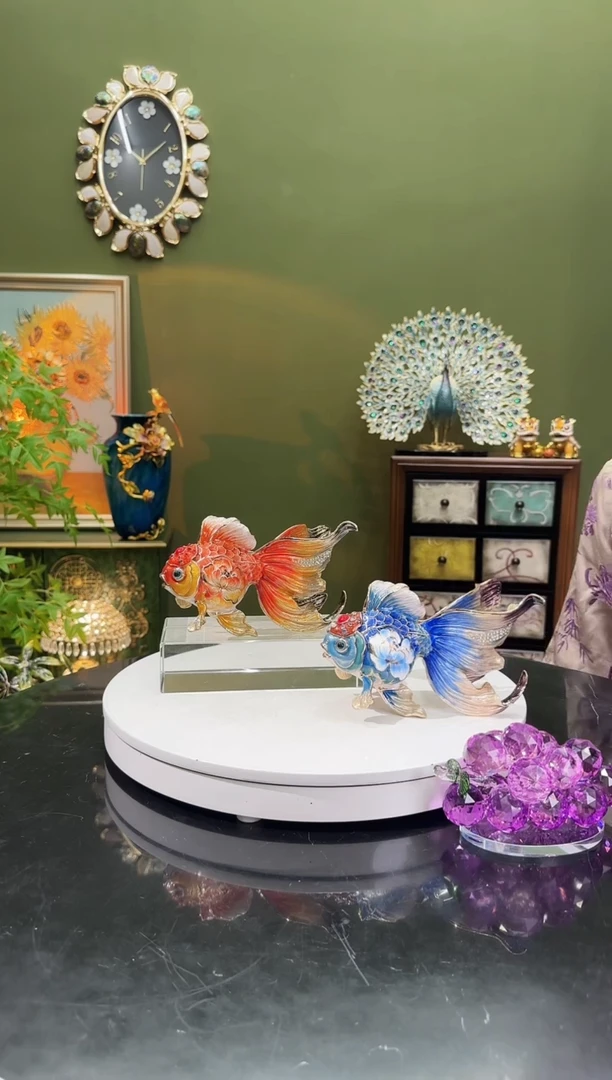 合金珐琅彩  一对金鱼