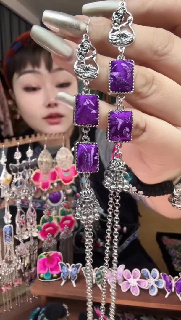 刺绣纯手工民族风刺绣耳环