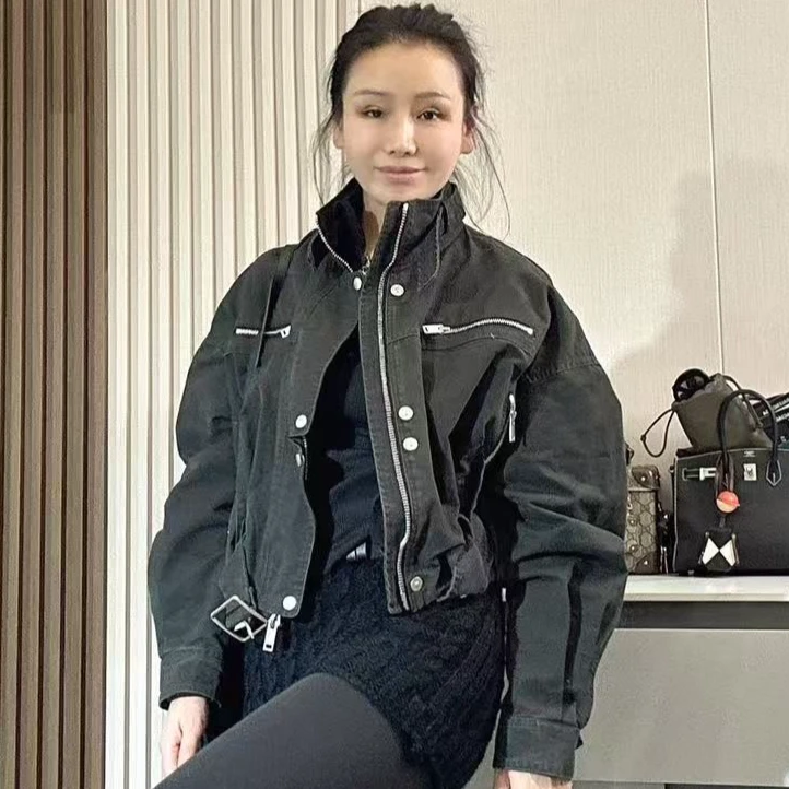 BUZH2025早春新款美式街头休闲款短夹克辣妹外套