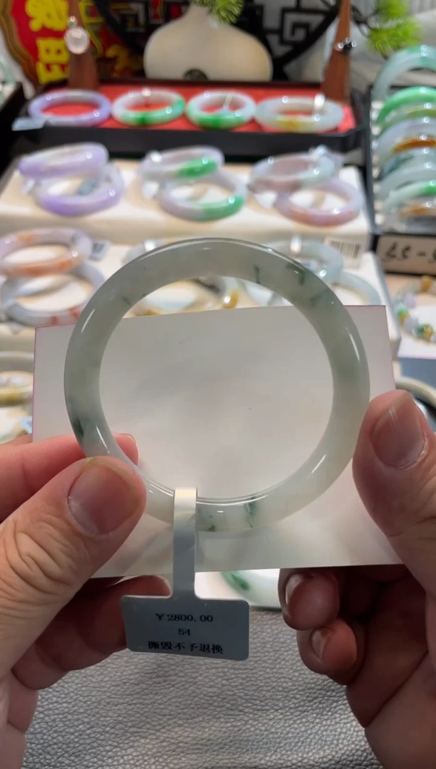 未镶嵌手镯翡翠103号链接 54圆条 有纹