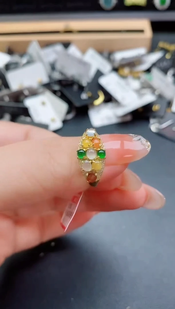 银S925镶嵌戒指翡翠1