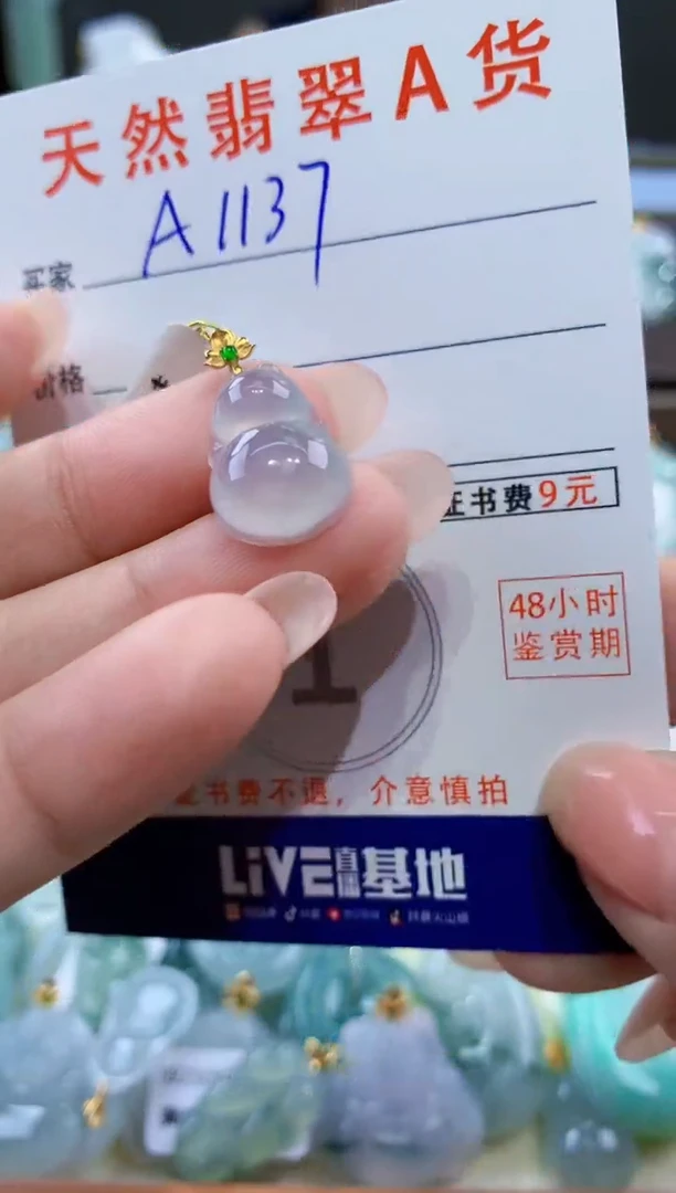 颈饰18K金镶嵌翡翠天然翡翠A货挂件