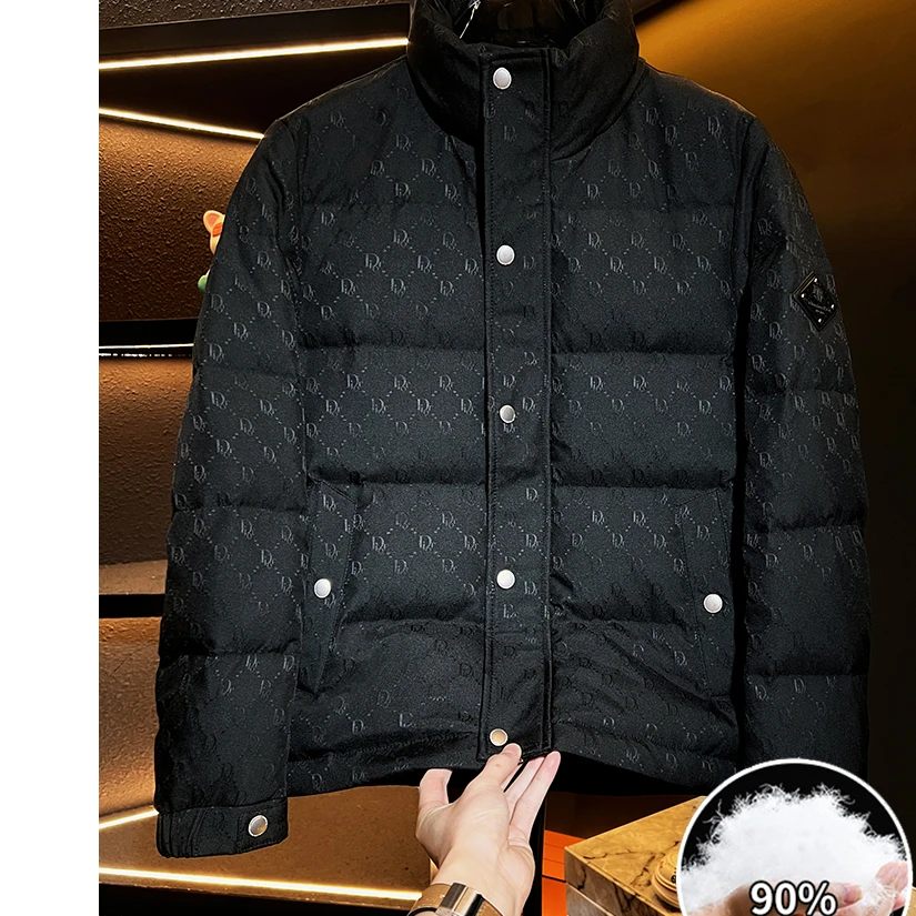 斯里卡琪欧货轻奢男羽绒服冬季短款高端品牌刺绣保暖立领外套男装