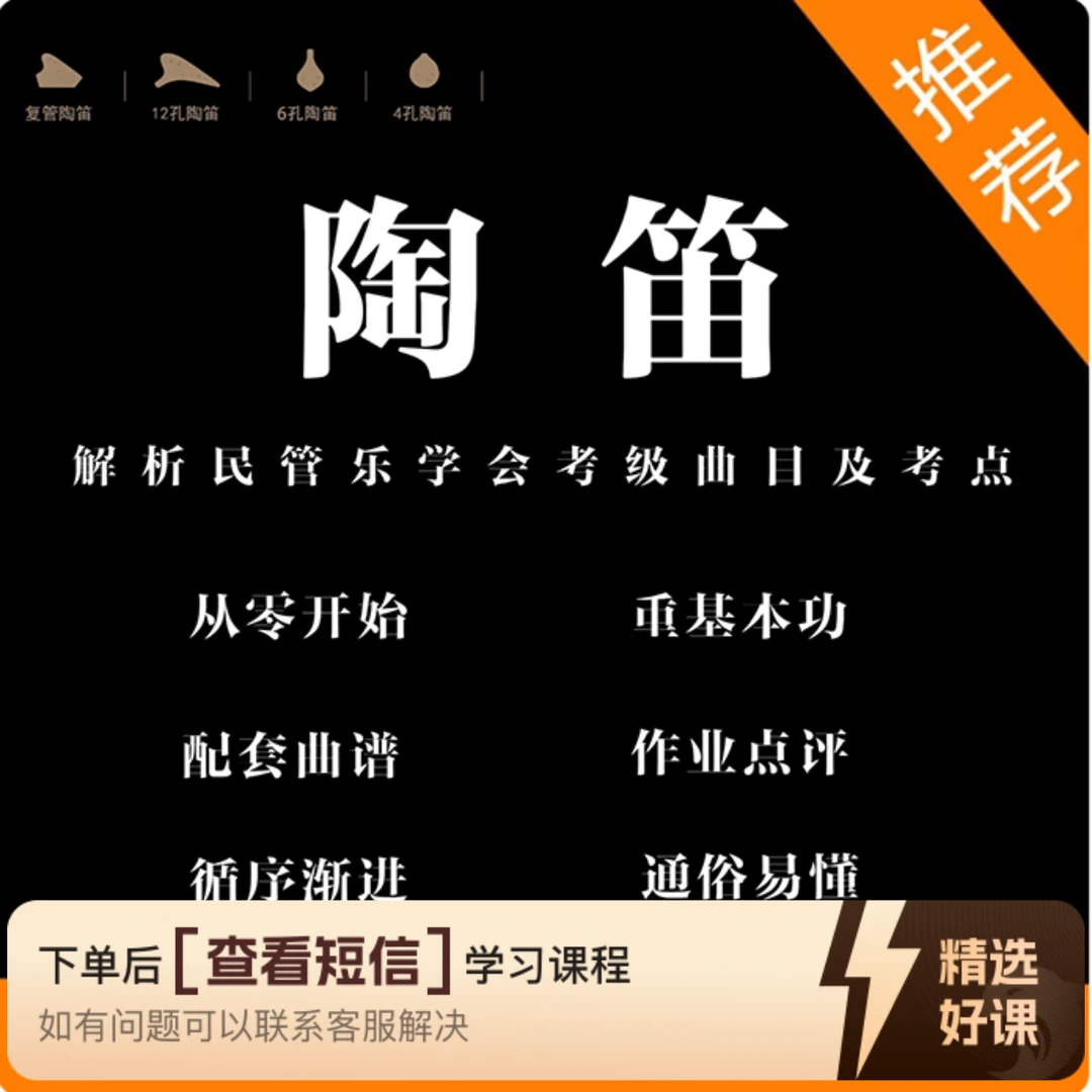 陶笛新手必修课：入门到精通轻松学（一级）（留意短信解锁课程）