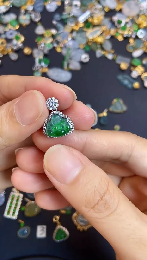 翡翠银S925镶嵌吊坠(不含链)1