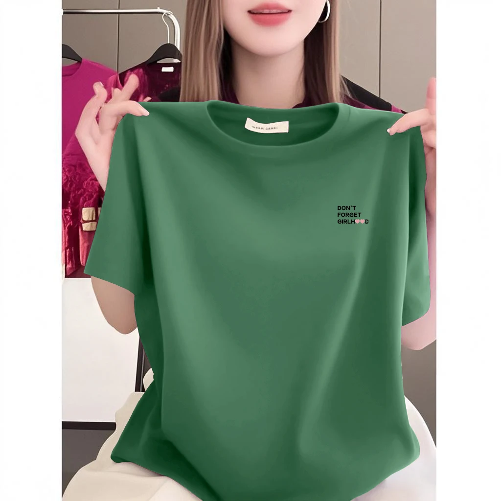 印花休闲百搭显瘦时尚2025新款夏季短袖t恤女士宽松大码圆领上衣
