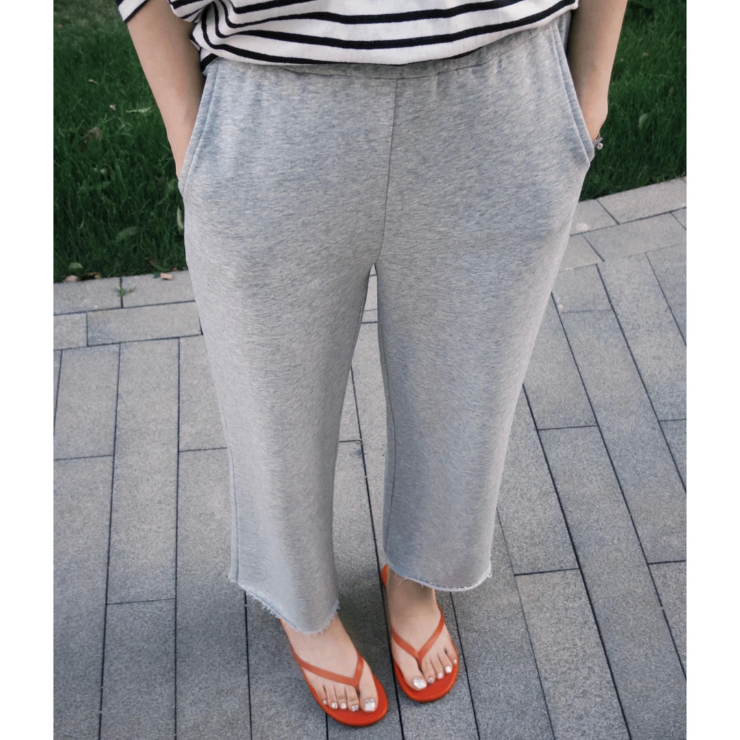 希娜 宽松运动风直筒百搭休闲卫裤-奶奶裤