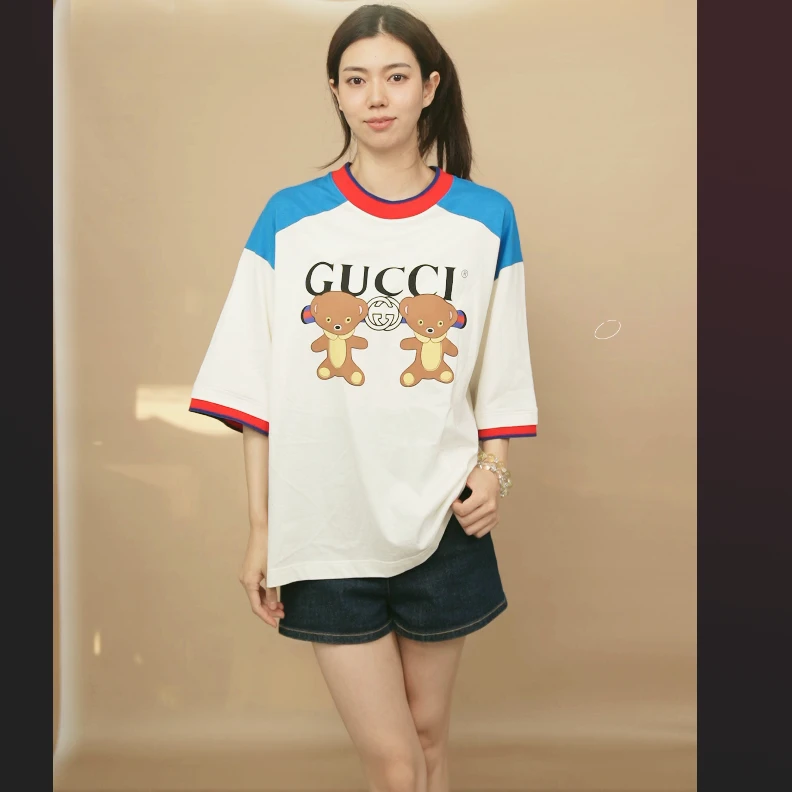 95新 GUCCI/古驰 纯棉短袖m码白色/250902ZLPHF02