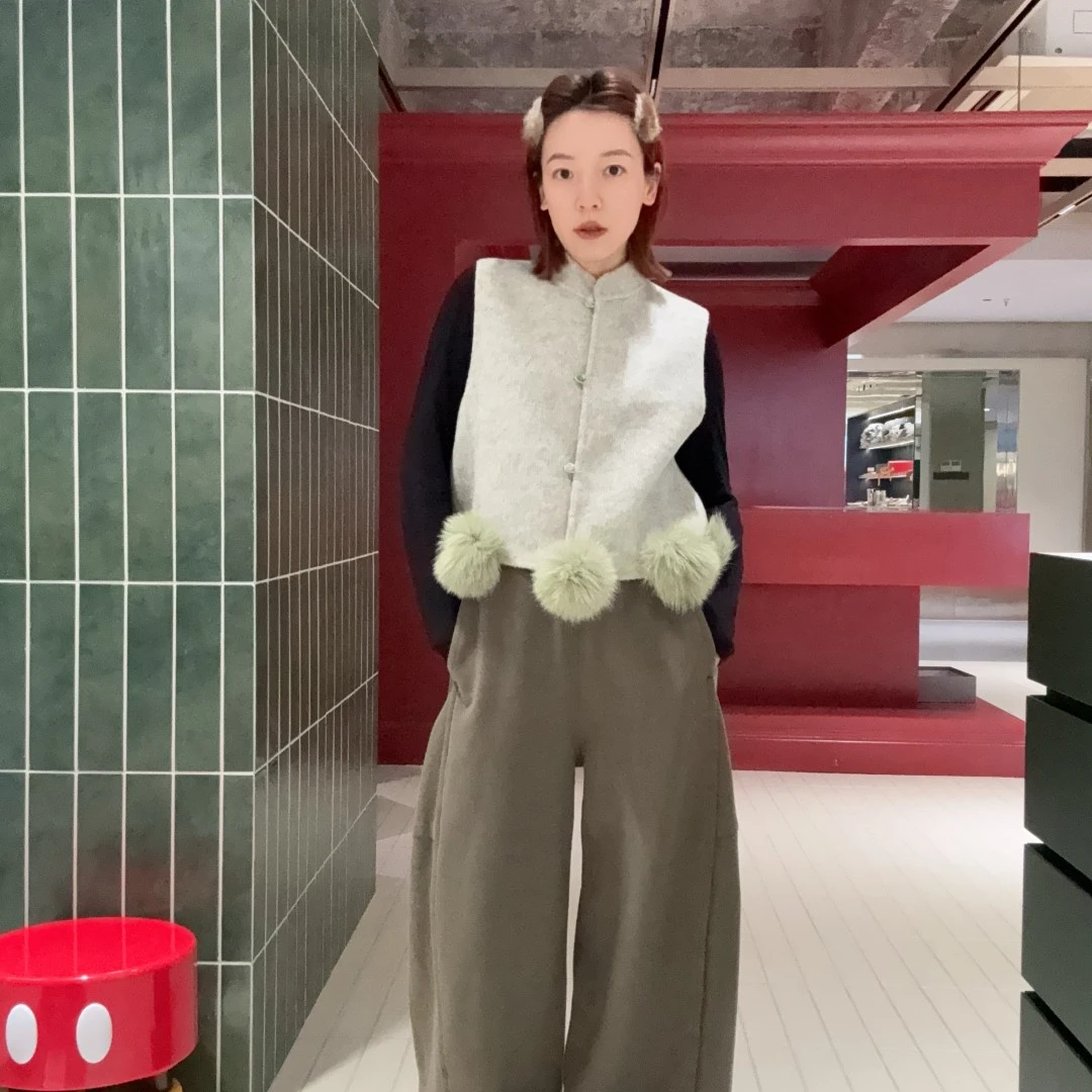 马年贺岁毛球马甲