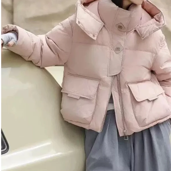 连帽加厚保暖面包服2024冬季新款短外套短款