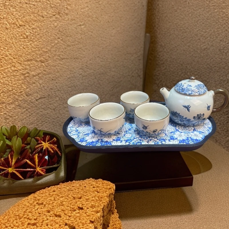 ZH2669汝窑蝶恋花一壶四杯+盘