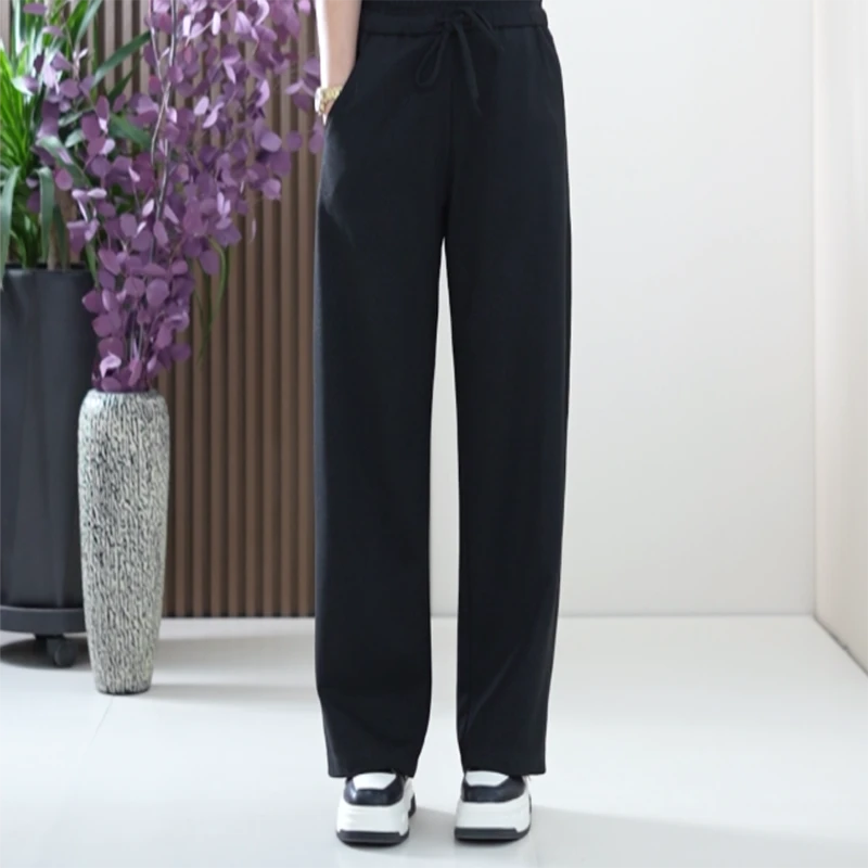 【星空裤】亮丝达克纶细闪裤高弹力大码显瘦高腰春季新款拖地长裤女