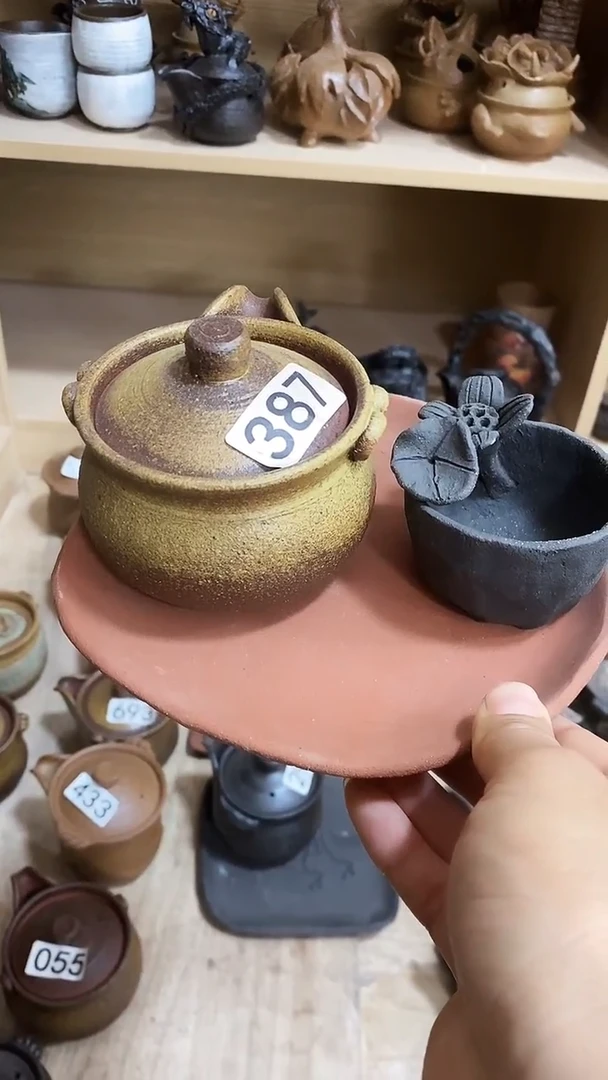 只**绿爱砂陶艺手工制作