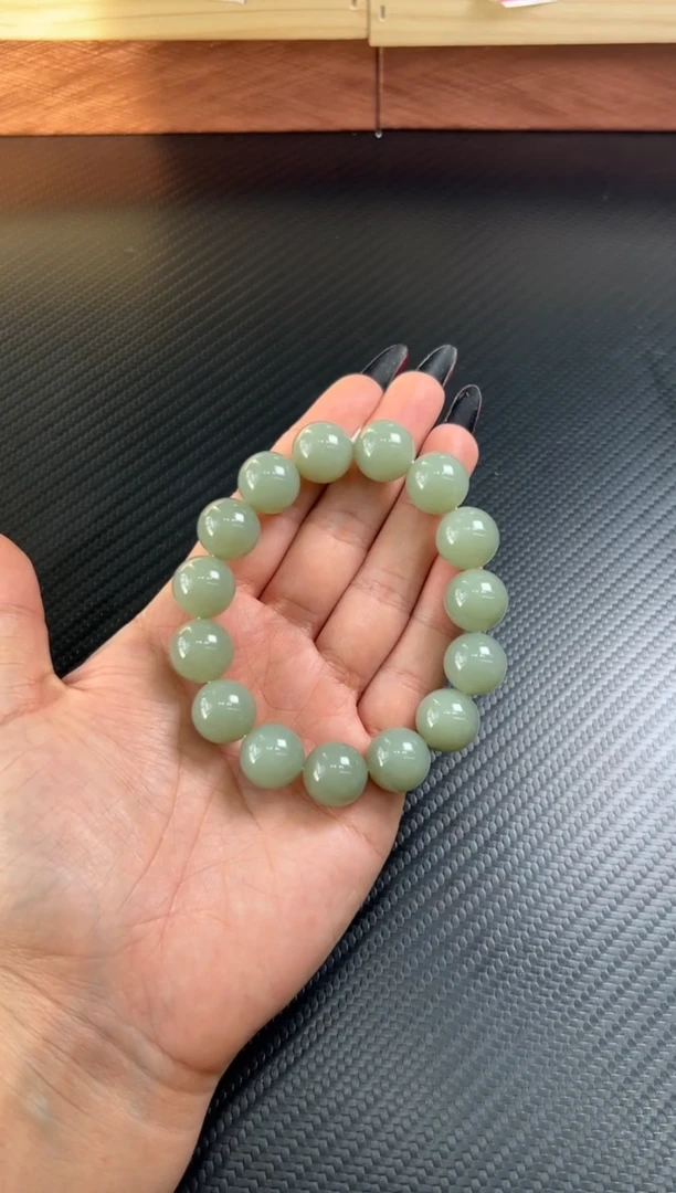 未镶嵌手串和田玉且末蓝微色差卡14j