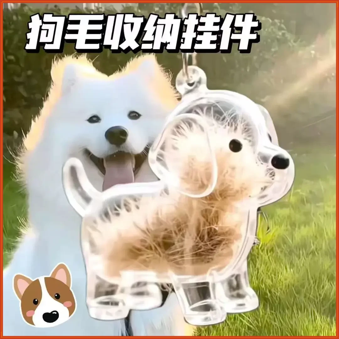 可爱小狗毛发收纳挂件创意狗狗透明宠物毛球球收纳盒纪念送闺蜜