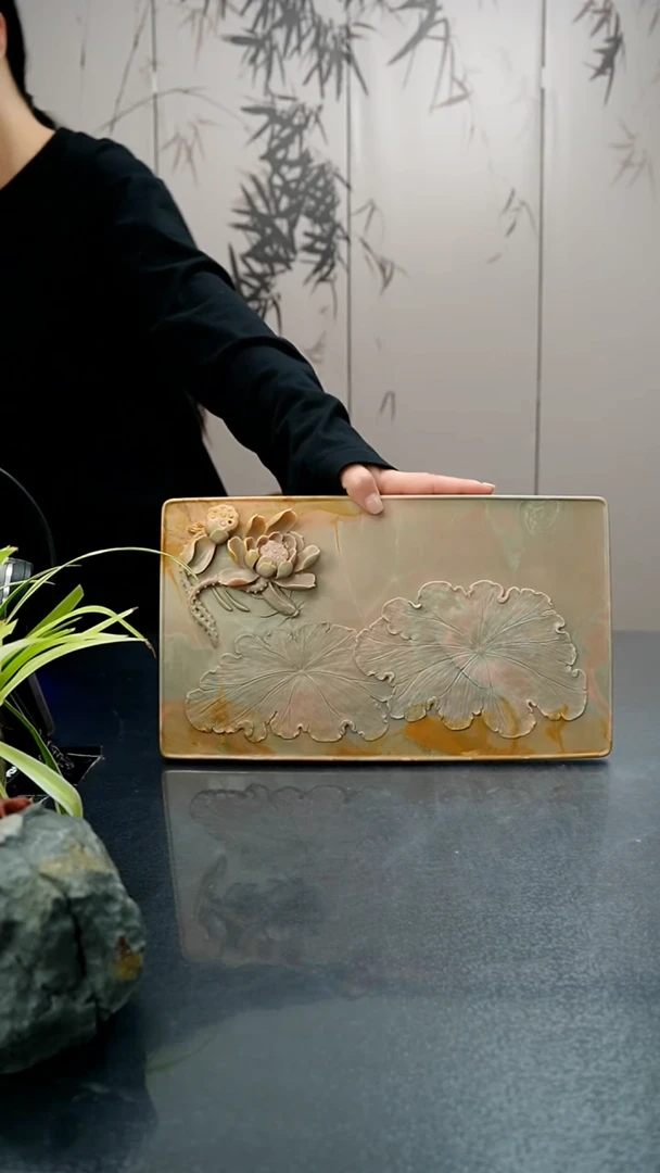 【闪购商品】35/20公分苴却砚立体荷花干泡