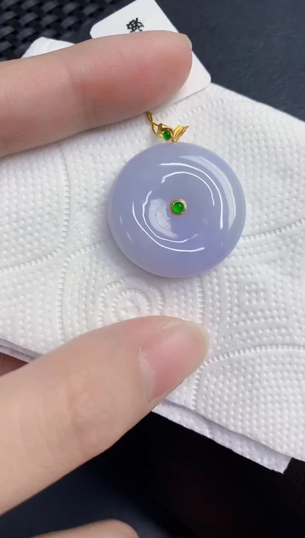 颈饰18K金镶嵌翡翠天然翡翠缅甸A货