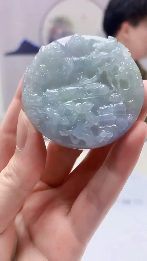 【闪购商品】定制翡翠未镶嵌4688zm-毛货挂件35山水观音