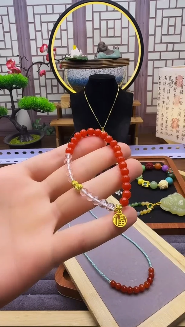 手链14K金镶嵌南红玛瑙S09