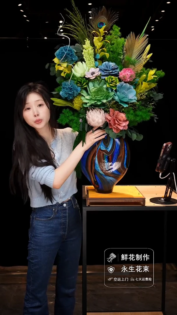 手工艺品琉璃手工花器花束空运包邮送货上门-以图片为准