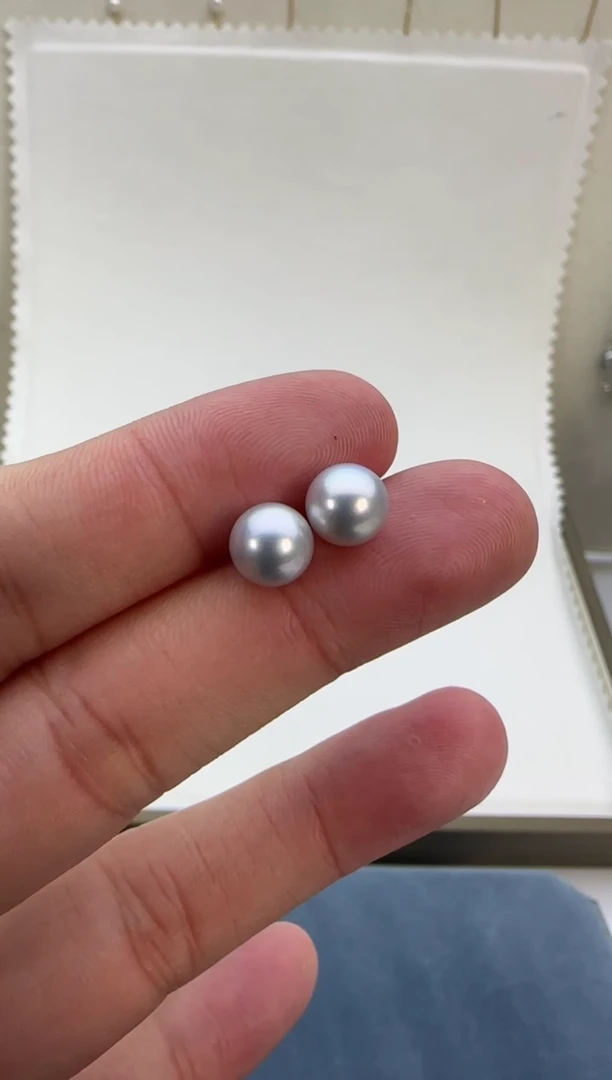 【闪购商品】海水珍珠耳饰18K金镶嵌7.5-8
