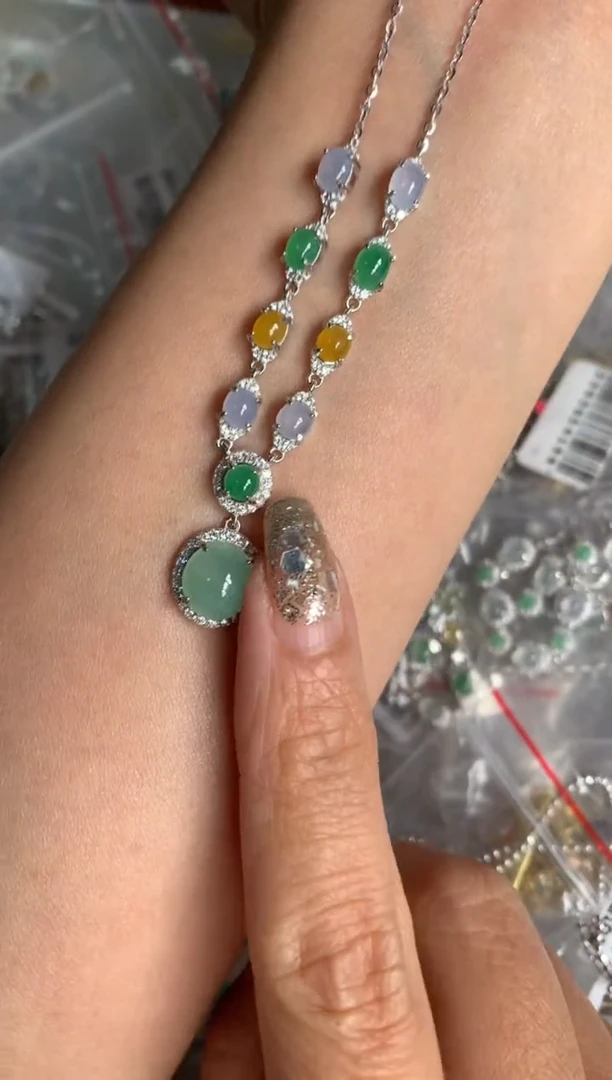 银S925镶嵌戒指翡翠项链