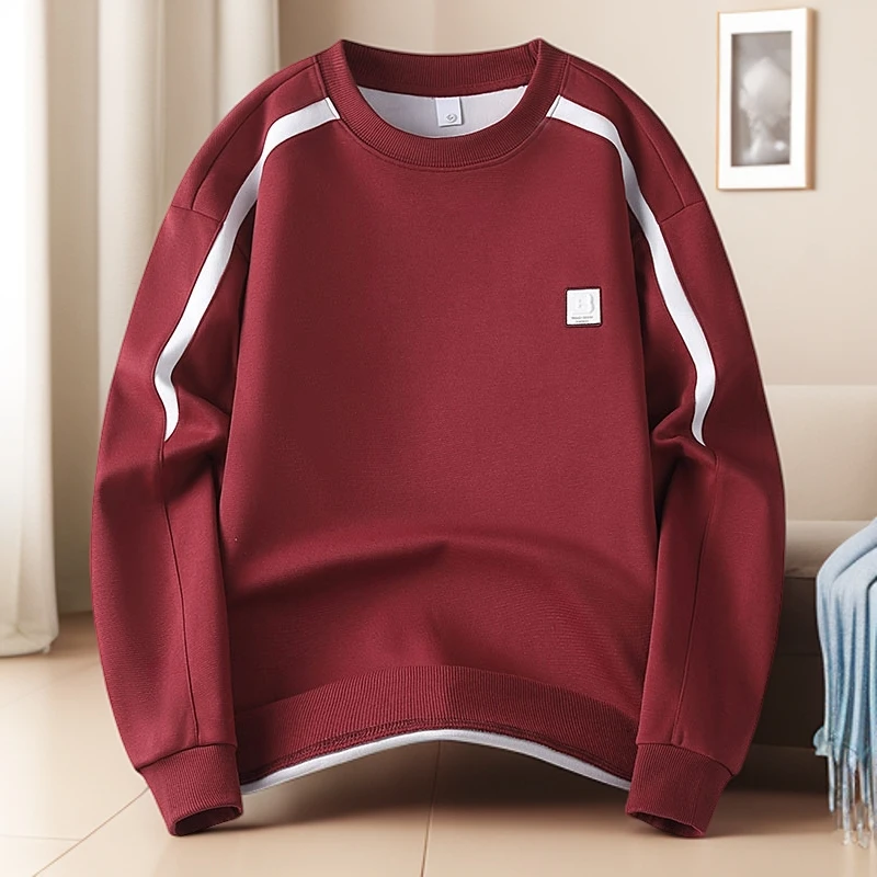 汤米芙兰可高端男士卫衣秋冬季新款痞帅休闲宽松拼接长袖T恤百搭