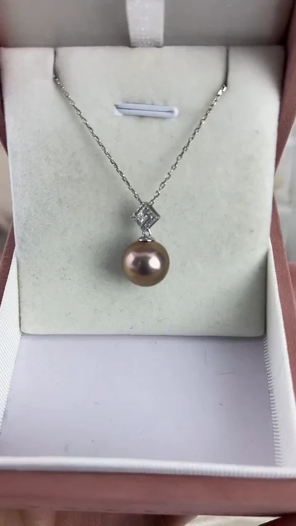 颈饰银S925镶嵌淡水珍珠天然珍珠极光葡萄紫吊坠1-2