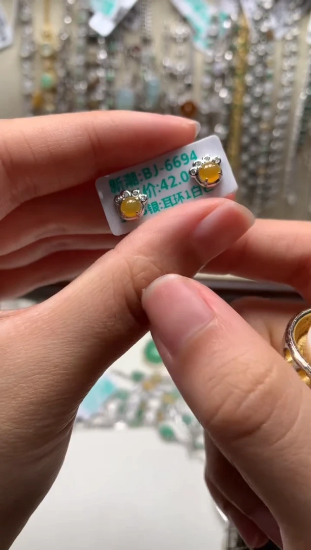 银S925镶嵌戒指翡翠耳饰30