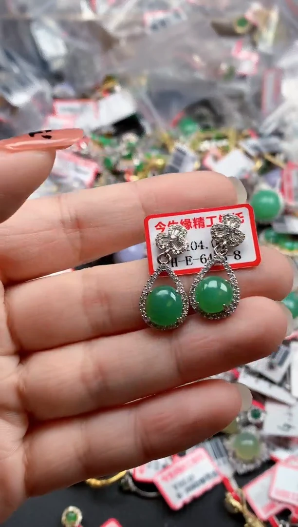 银S925镶嵌戒指翡翠天然A货缅甸翡翠