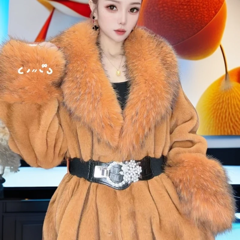 【诗情画意颜】26年冬季新款南瓜橘色中长款气质显瘦外套