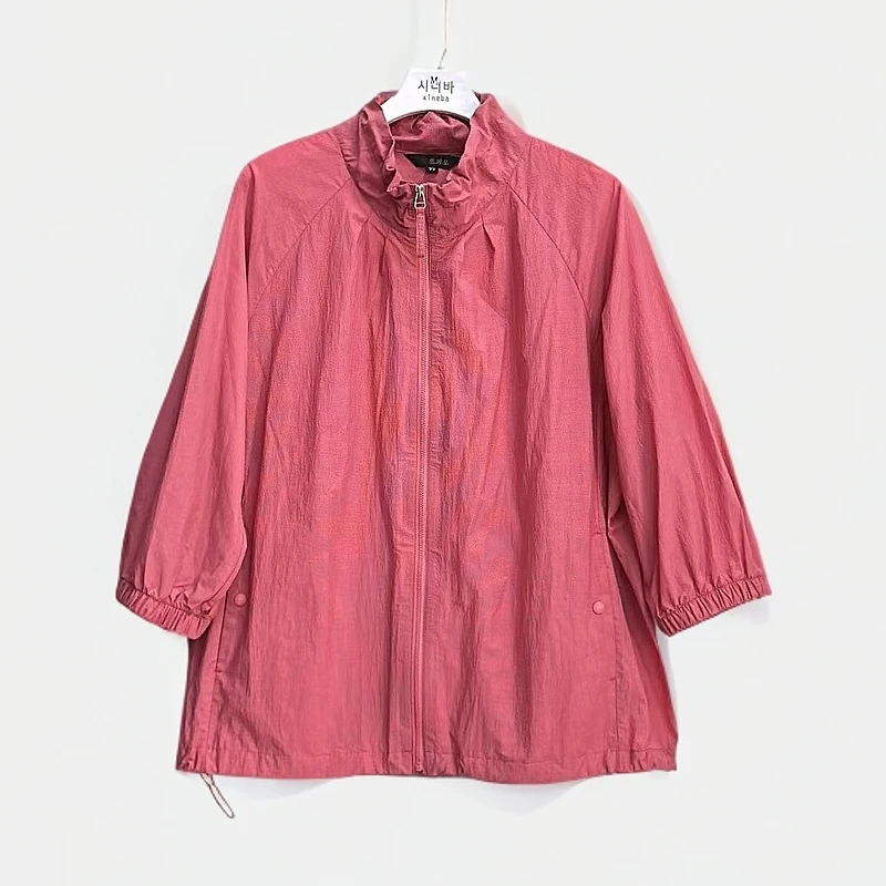 【xineba韩国精品】下摆抽带小立领女士风衣舒适百搭时尚洋气