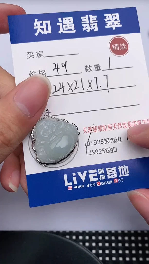 翡翠银S925镶嵌颈饰挂件
