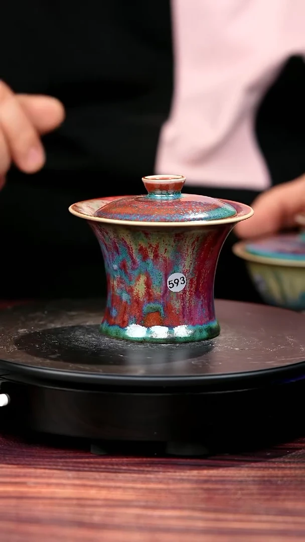 593#盼龙窑一级品原矿钧瓷盖碗