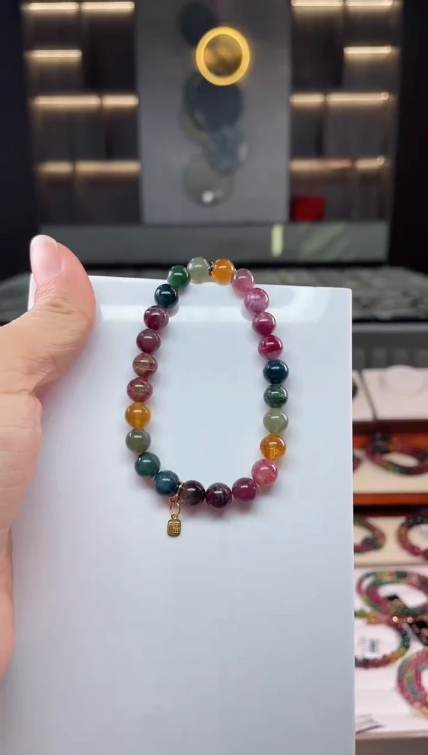 未镶嵌老矿碧玺单圈手串7mm+碧玺（多样性发一条）Q