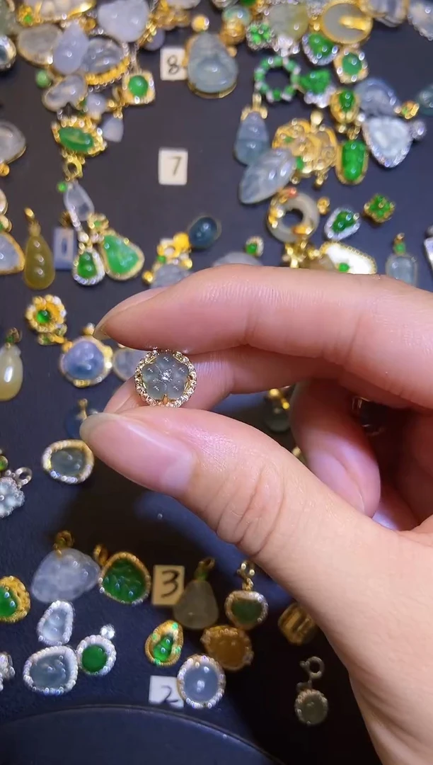 翡翠银S925镶嵌吊坠(不含链)1