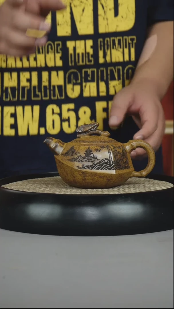 茶壶紫砂 龙骨金砂 一叶知秋