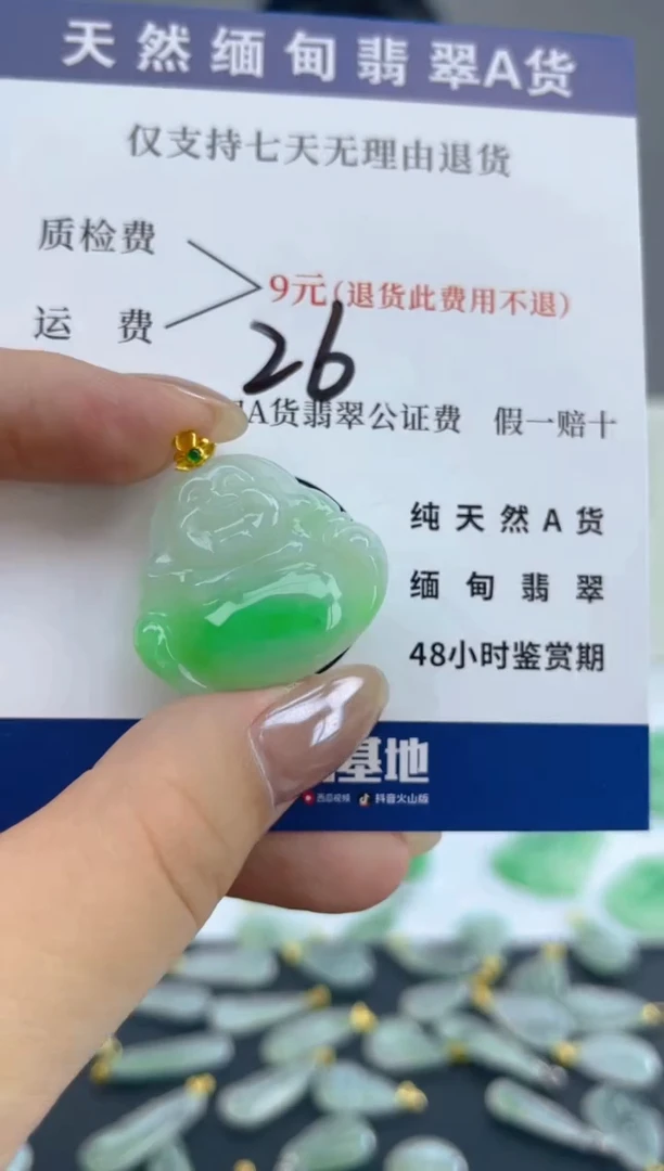 颈饰18K金镶嵌翡翠天然A货翡翠