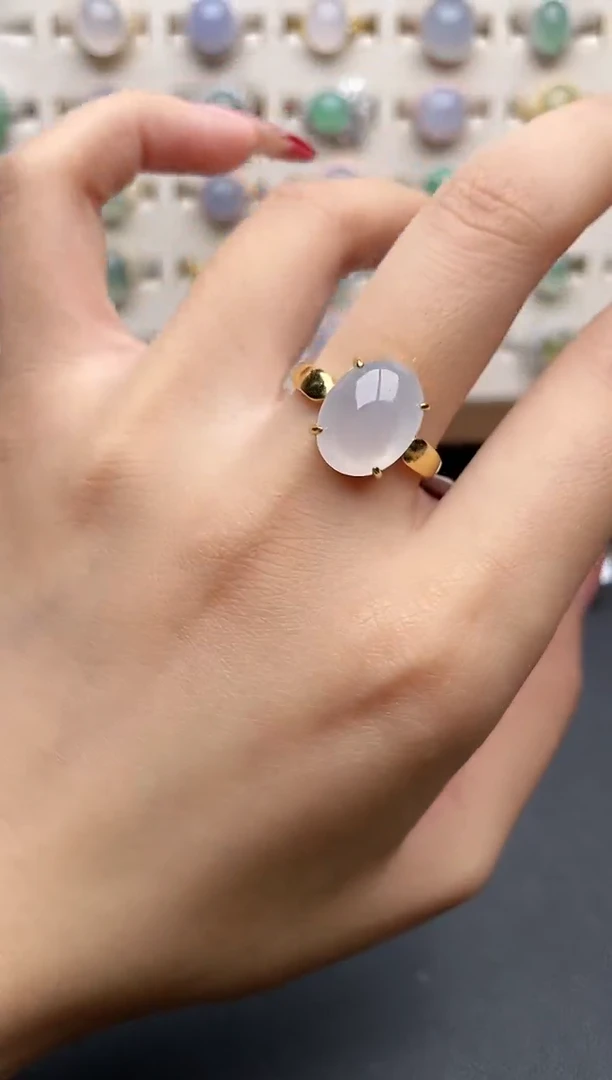 【闪购商品】翡翠戒指银S925镶嵌一物一证一礼盒