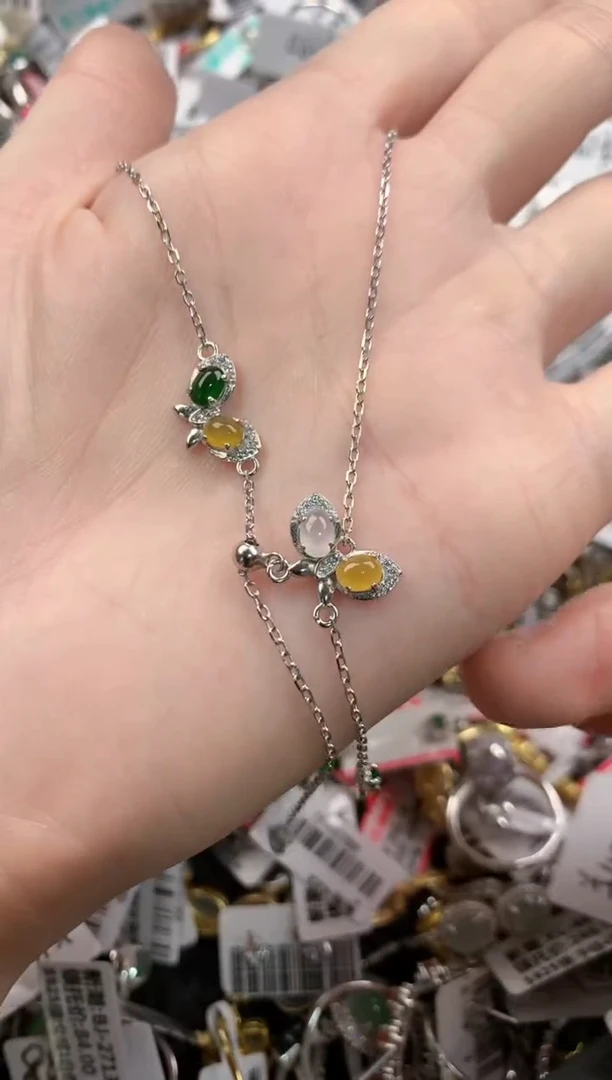 银S925镶嵌戒指翡翠444----4