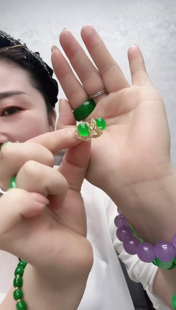 14K金镶嵌翡翠耳饰精工版本耳夹