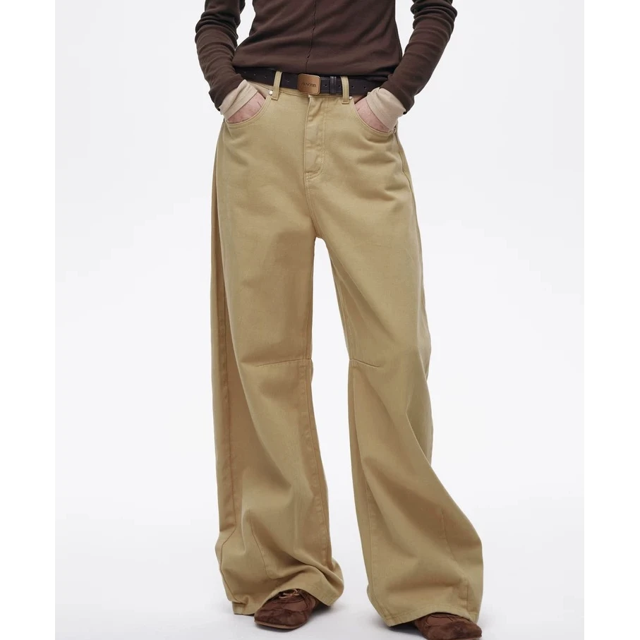 avvenn棕色腰带弯刀长裤